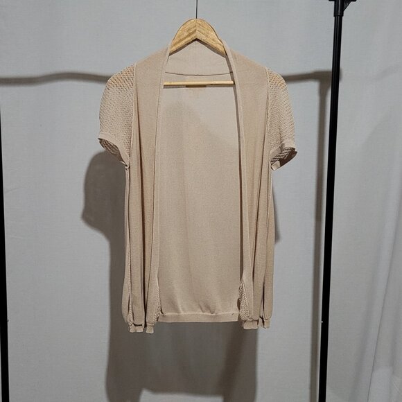 Andrea Jovine cardigan sweater light brown cocoon crochet neutral pockets new - Picture 7 of 14